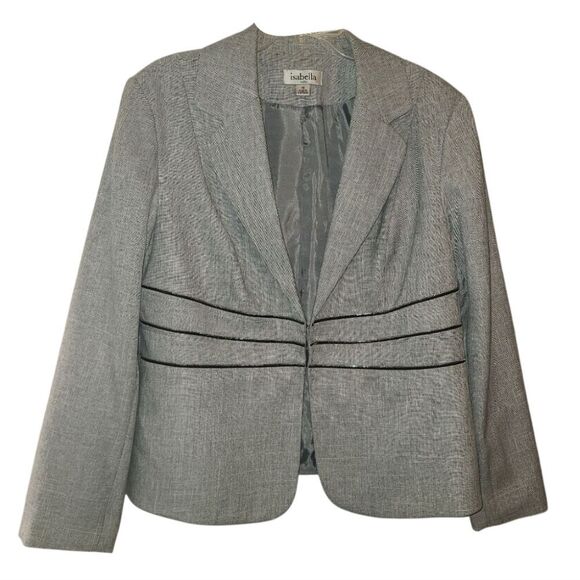 Isabella Suits Gray Blazer with Decorative Zippers - Picture 1 of 11